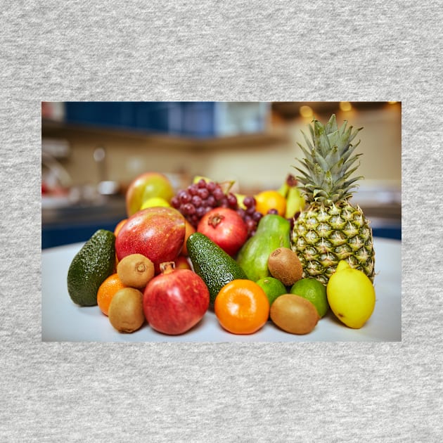 Exotic fruits on the table in the kitchen by naturalis